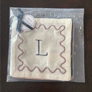 NWT Anthropologie monogrammed “L” cocktail napkins